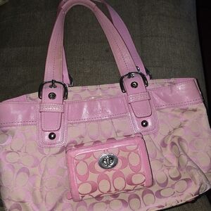 Coach Pink and Cream Shoulder Bag